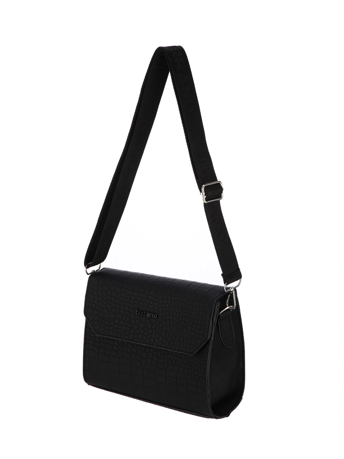 Bandolera Caracas en color Croco Negro